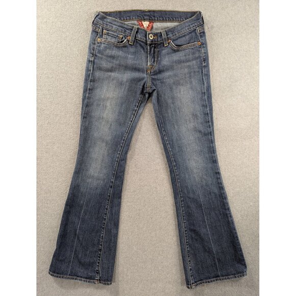 VTG Lucky Brand Zoe Jeans Womens 6 Blue Flare Bootcut Distressed Made USA Denim - Picture 1 of 16